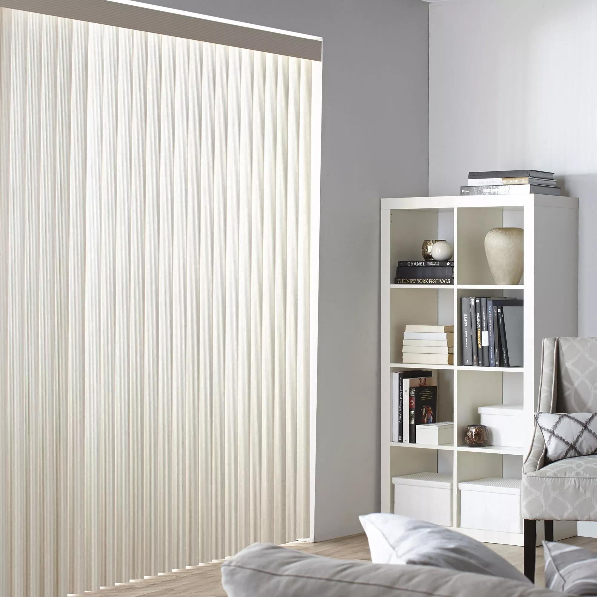 Store vertical pour porte-fenêtre en PVC blanc - Lamelles de 35 po
