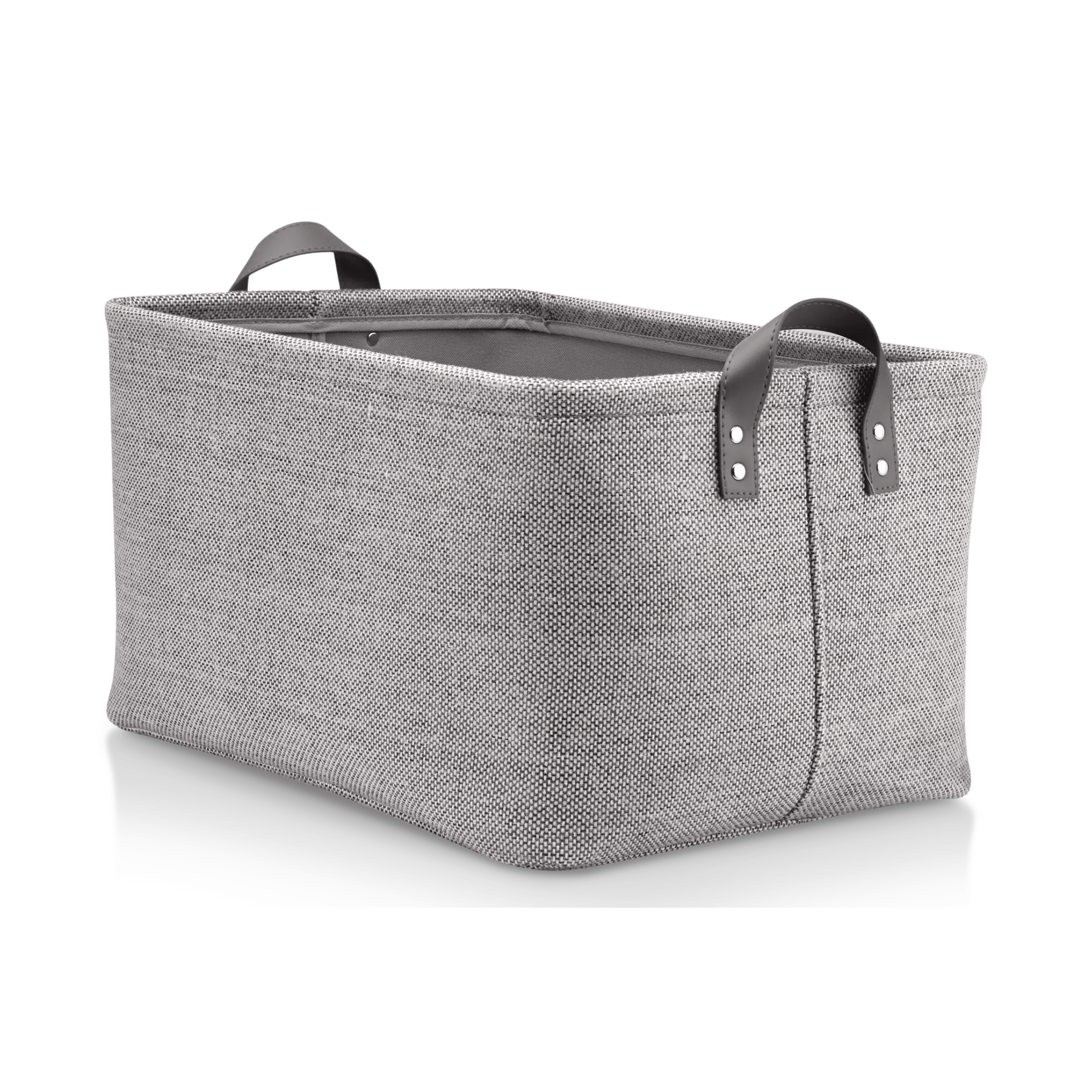 Lot de 3 Paniers de Rangement en Cuir PU Fait Main avec Poignées Effet Lot de 3 Paniers de Rangement en Cuir PU Fait Main avec Poignées Effet