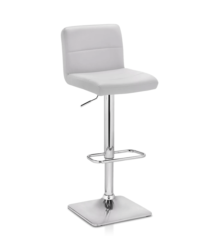 White Matte Faux Leather and Chrome Adjustable Bar Stool