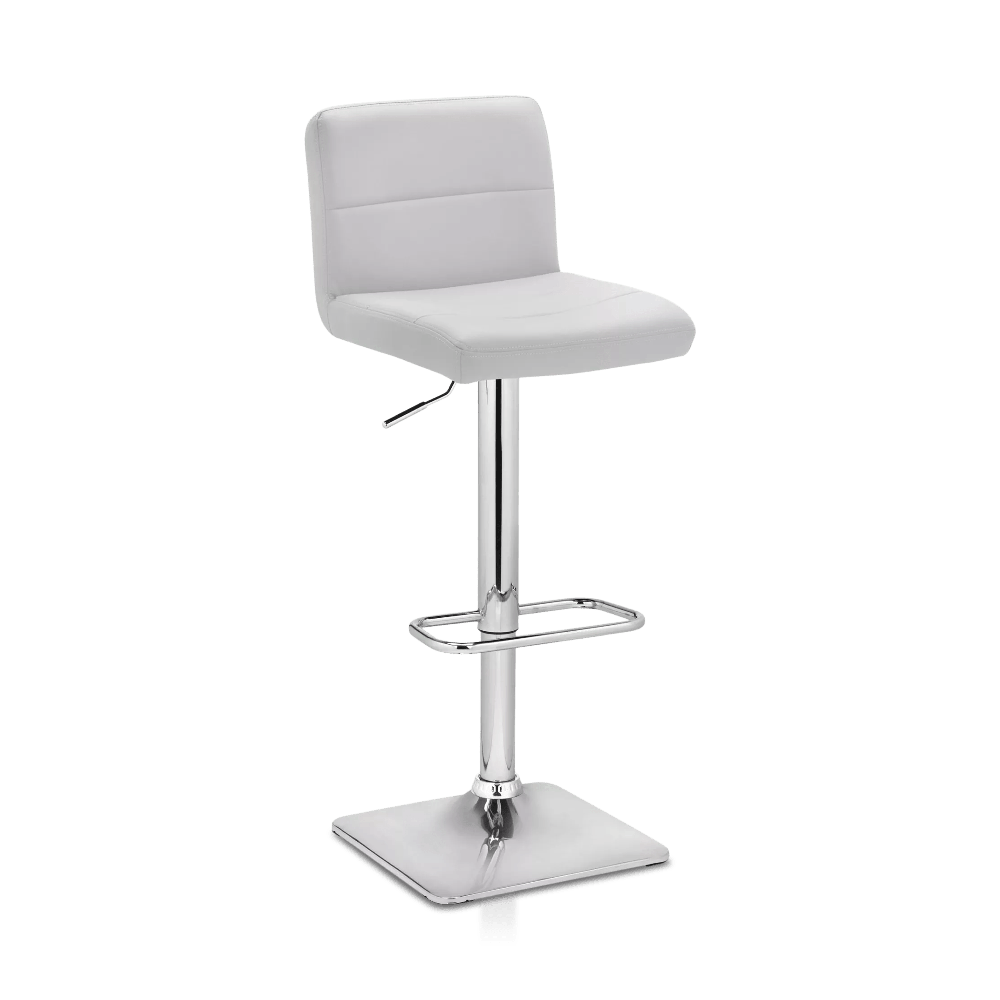 White Matte Faux Leather and Chrome Adjustable Bar Stool