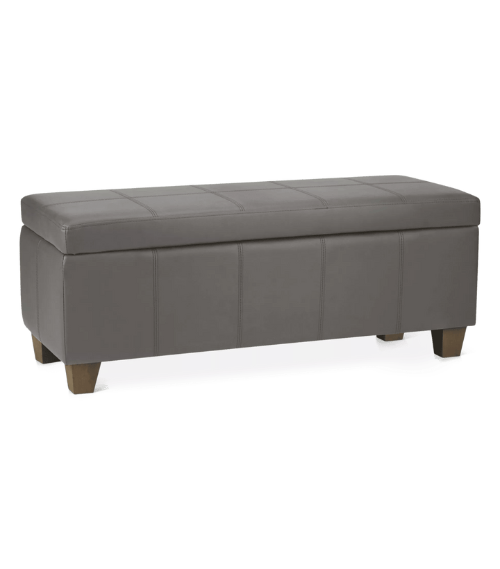 Grey Faux Leather Storage Bench