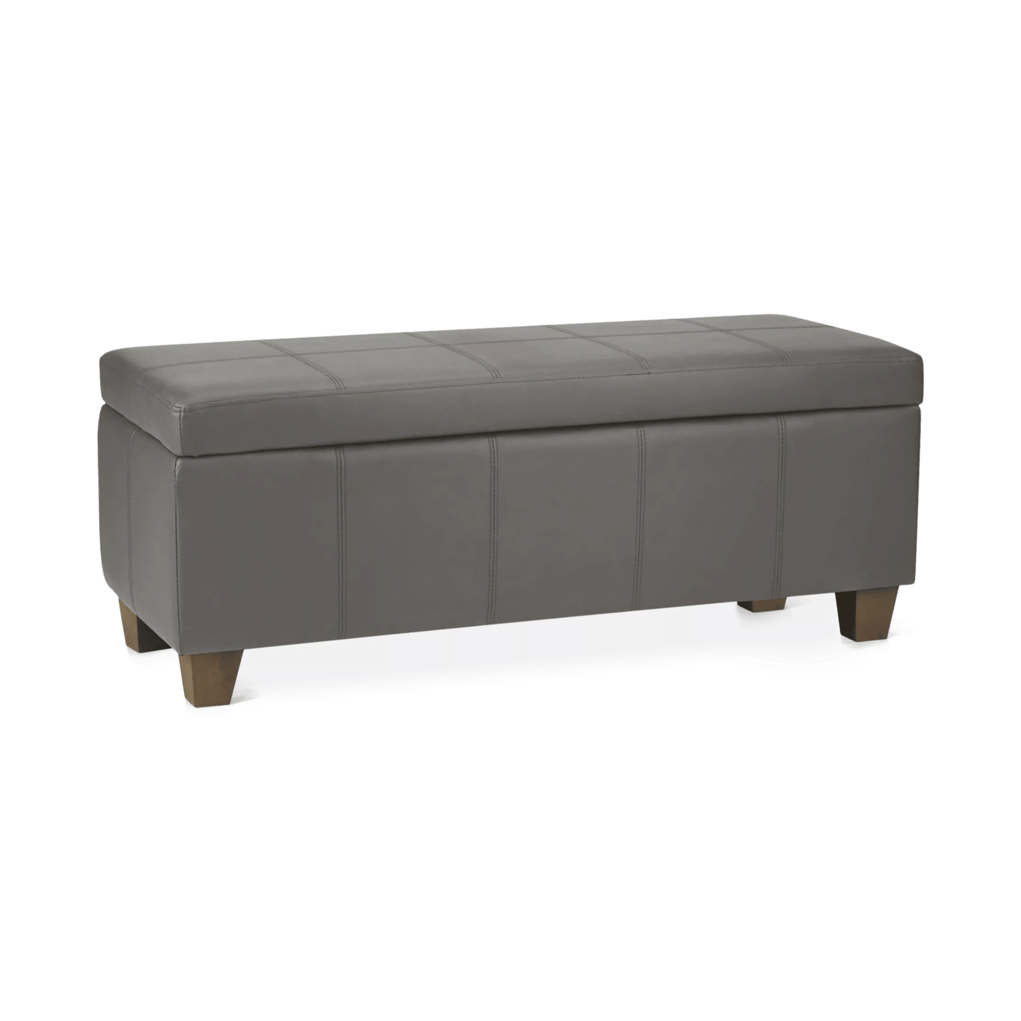 Grey Faux Leather Storage Bench