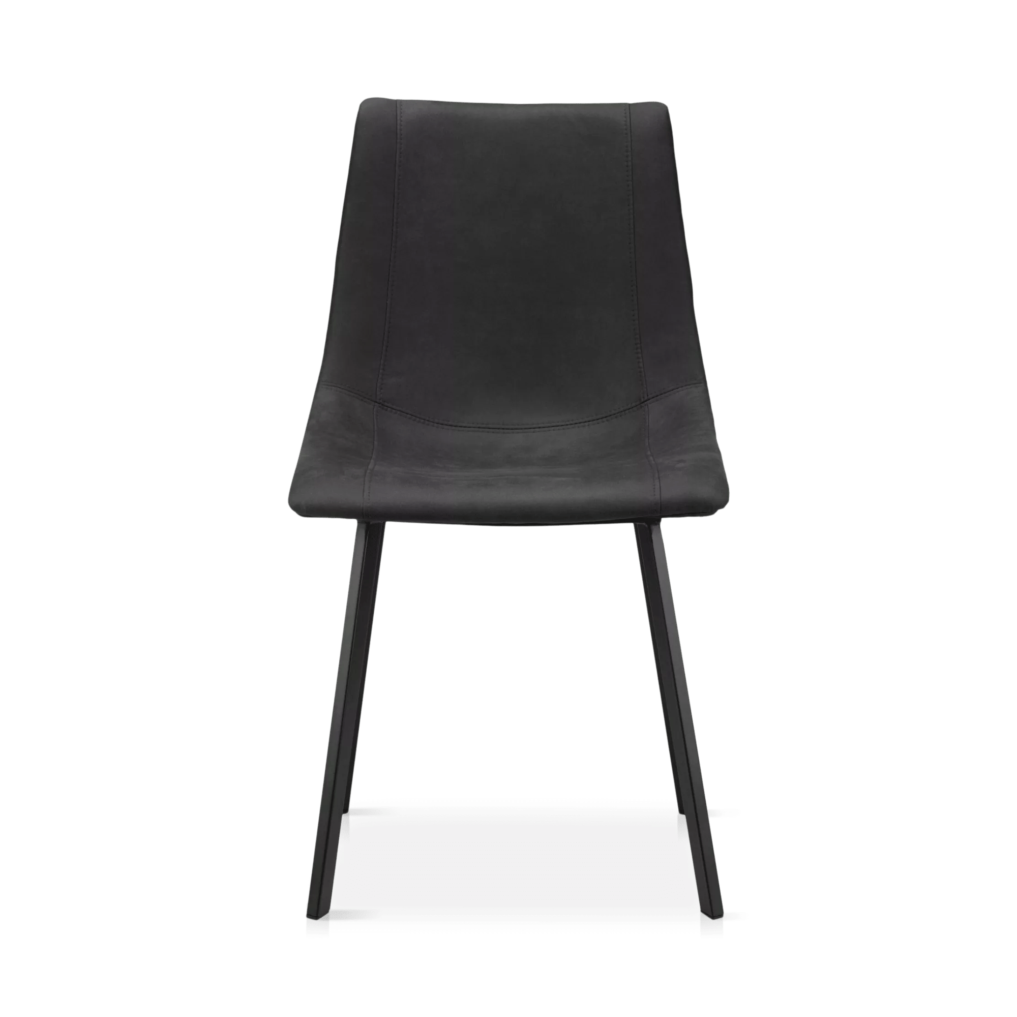 Black Textured Faux Leather and Metal Dining Chair