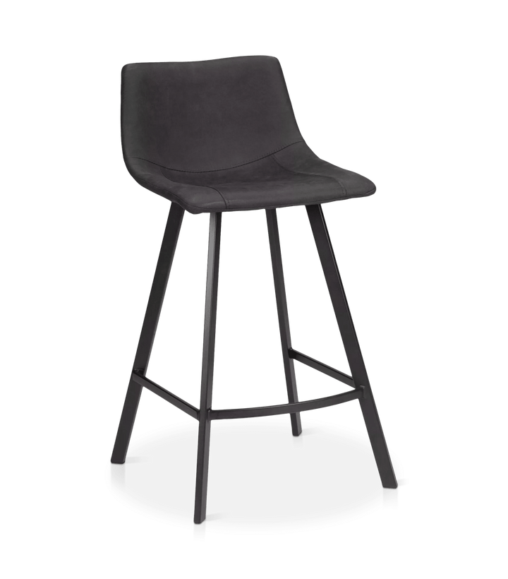 Textured Faux Leather and Metal Bar Stool