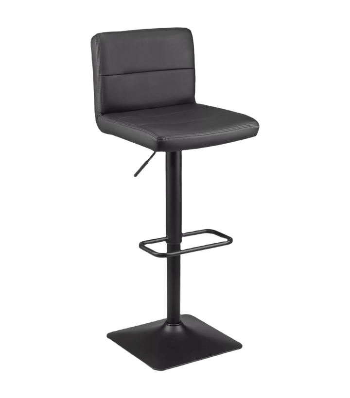 Black Matte Faux Leather and Metal Adjustable Bar Stool