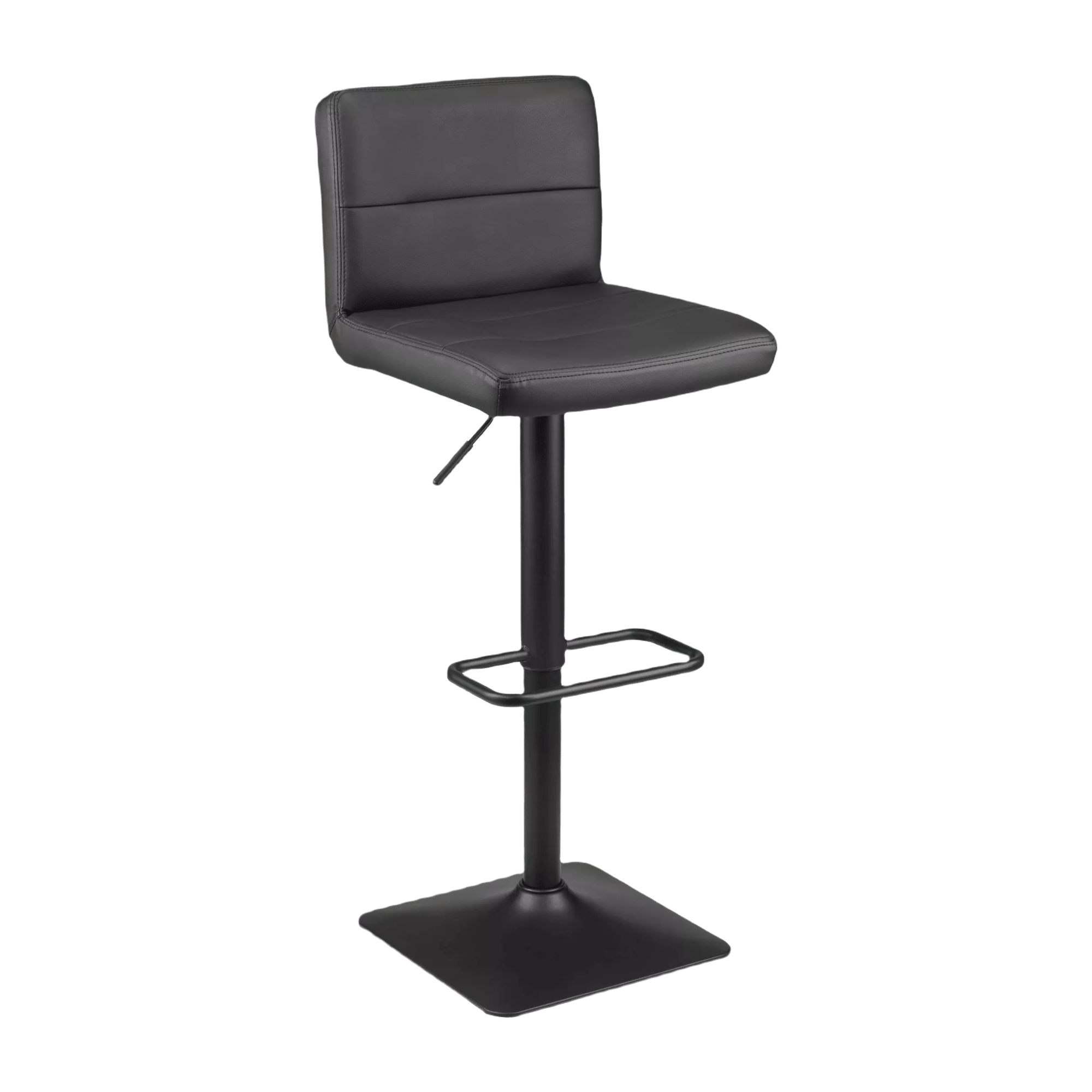 Black Matte Faux Leather and Metal Adjustable Bar Stool