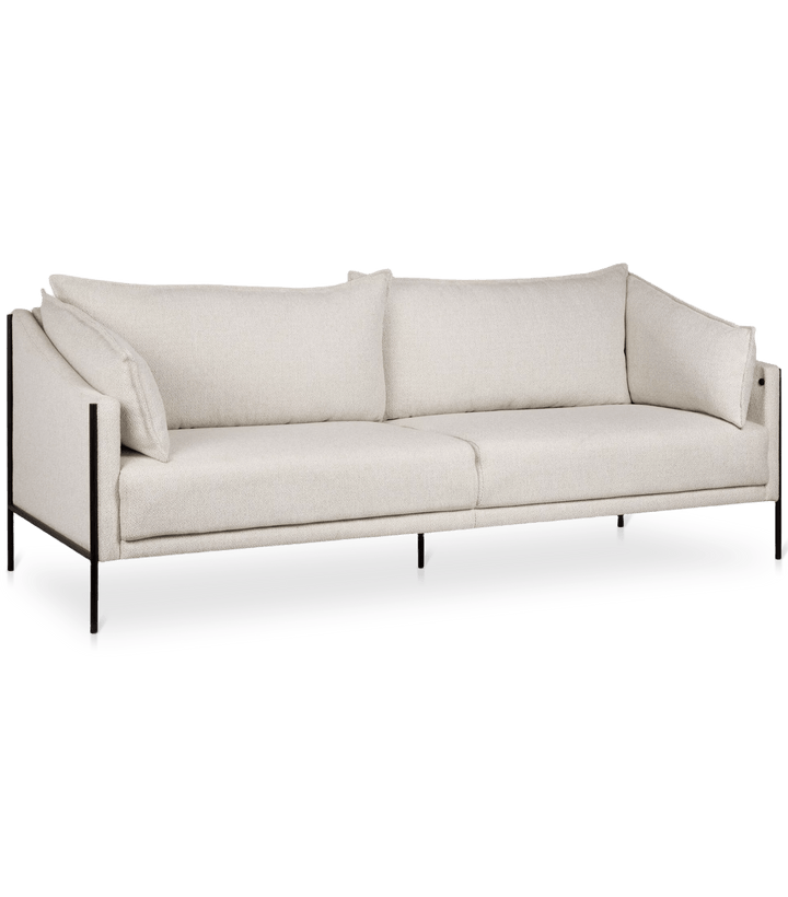 Oatmeal Fabric Sofa with Black Metal Legs