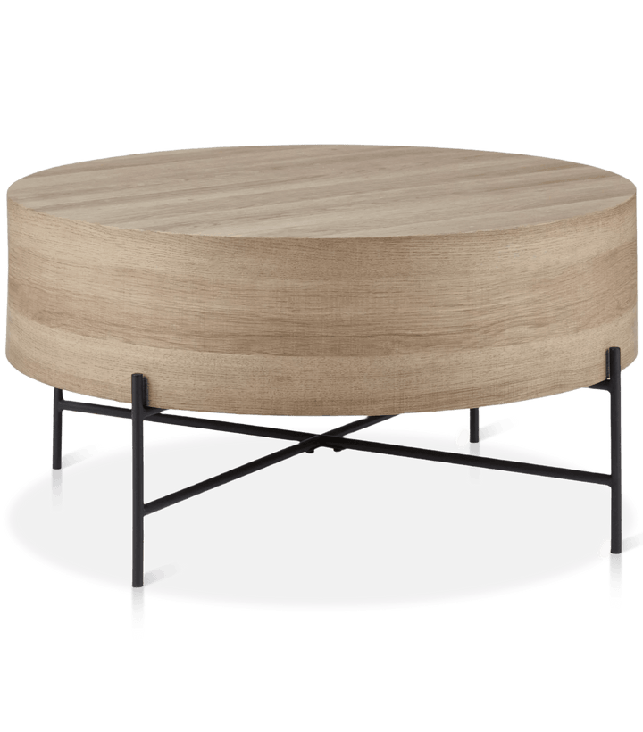 Table basse en placage et en métal