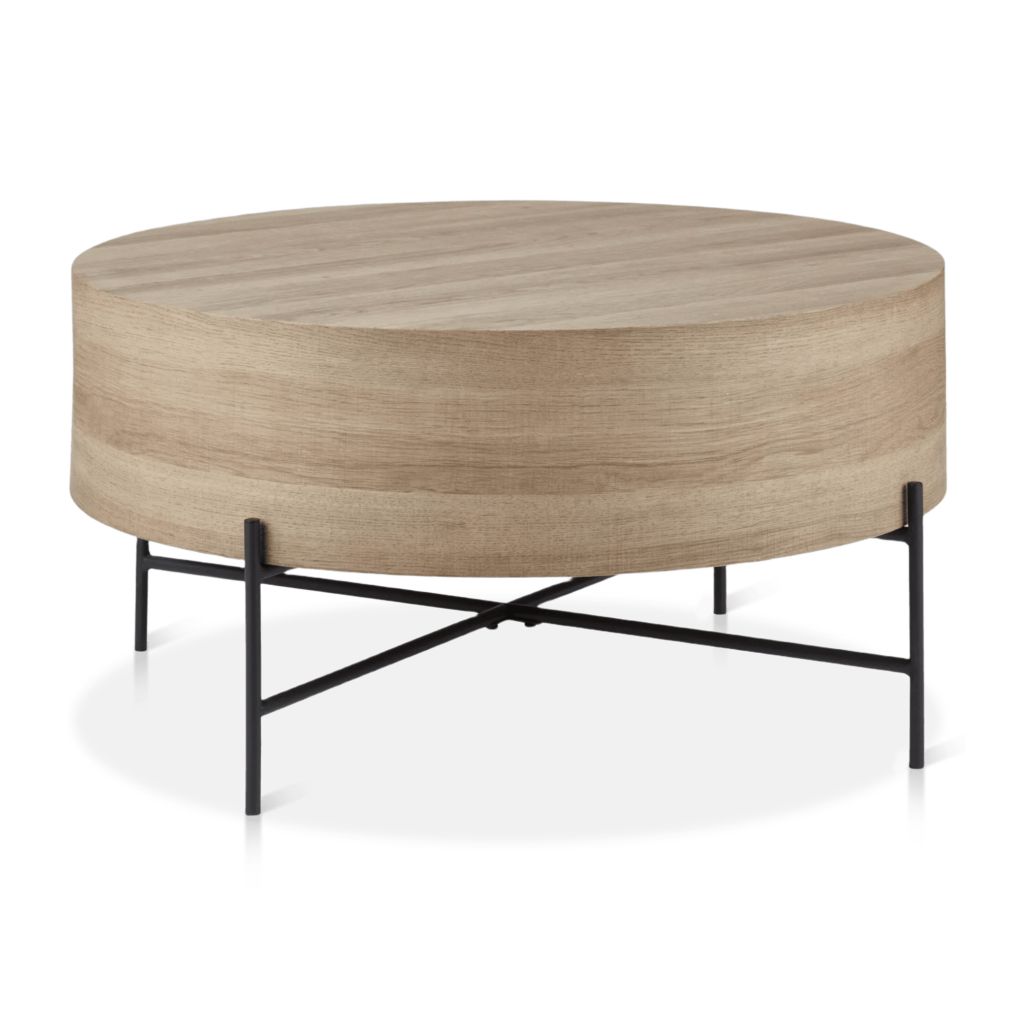 Table basse en placage et en métal