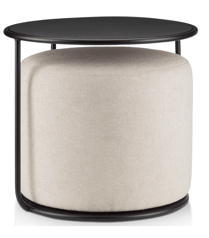 Table d'appoint noire avec pouf