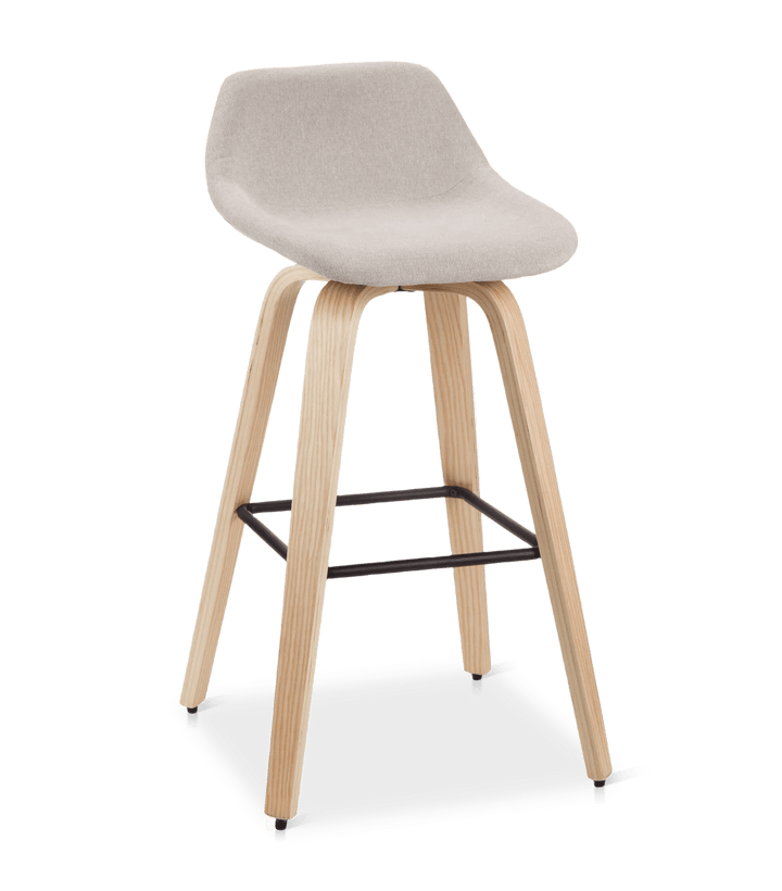 Fabric and Natural Wood Stool