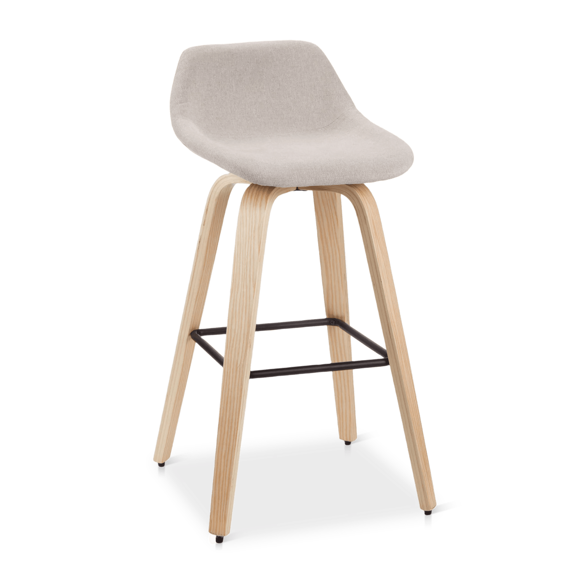 Fabric and Natural Wood Stool – Bouclair