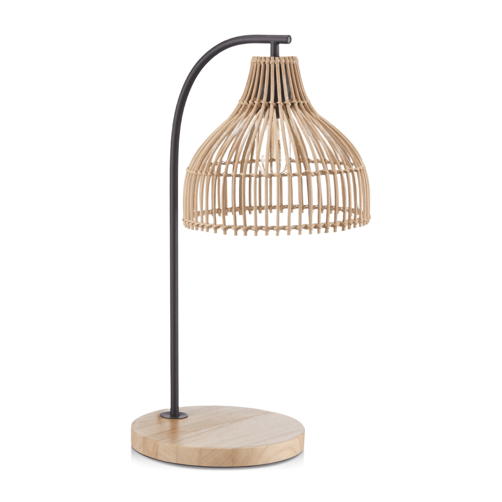 Rattan and Natural Wood Table Lamp