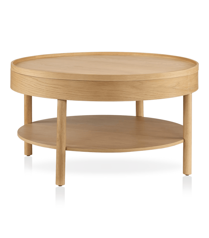 Table basse ronde en bois avec dessus amovible