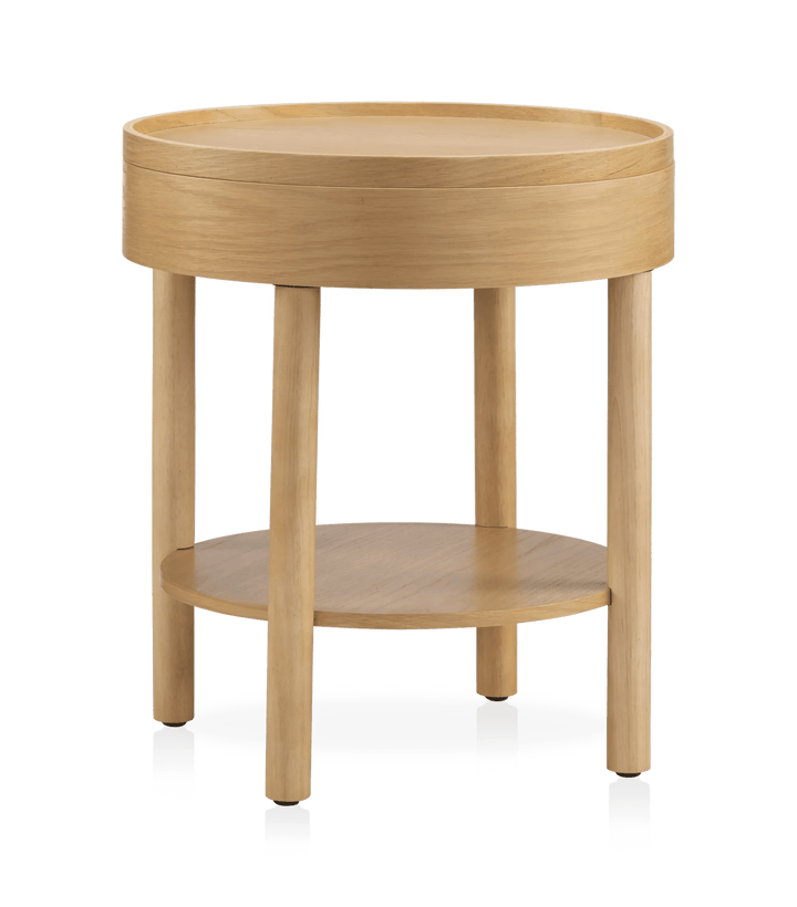 Table d'appoint ronde en bois avec dessus amovible