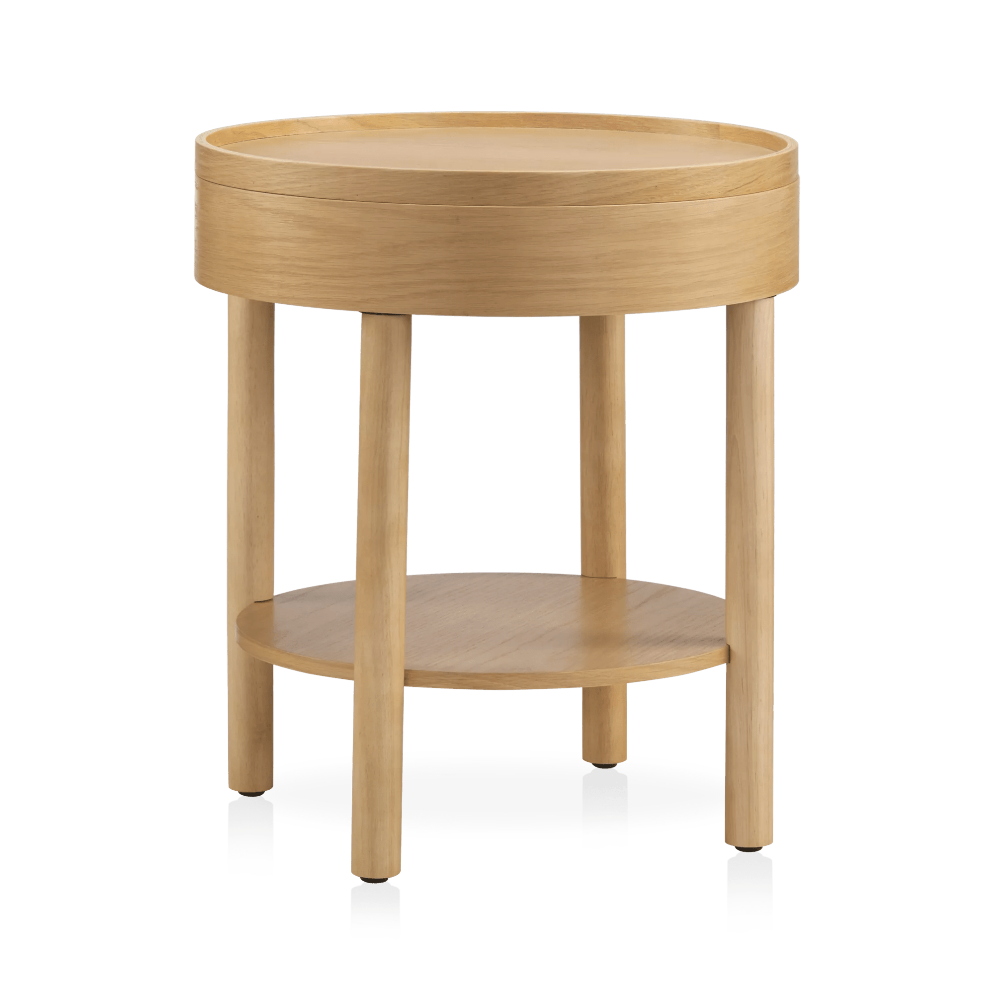 Wooden Round Side Table with Lift Top
