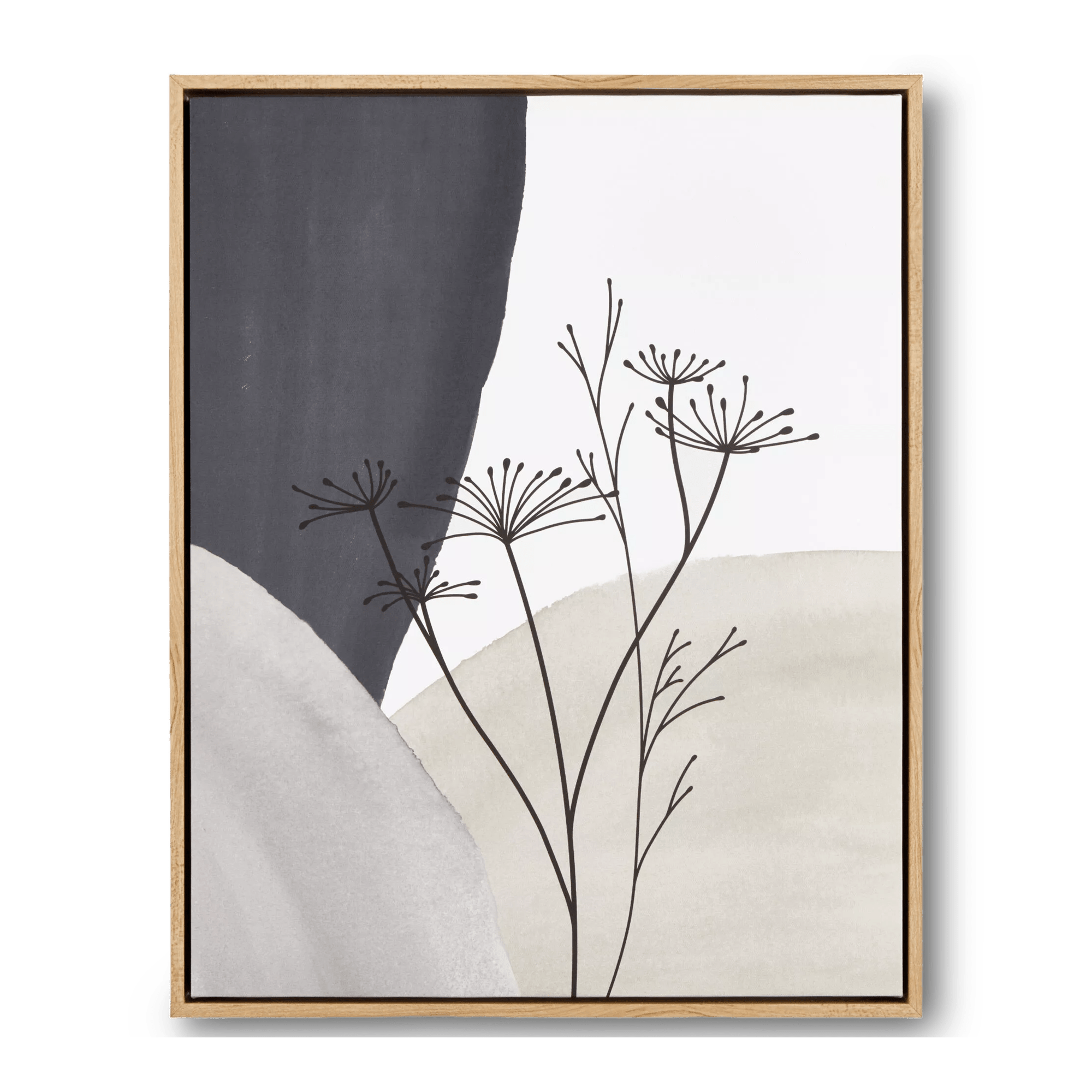 Toile encadrée lignes et fleurs abstraites