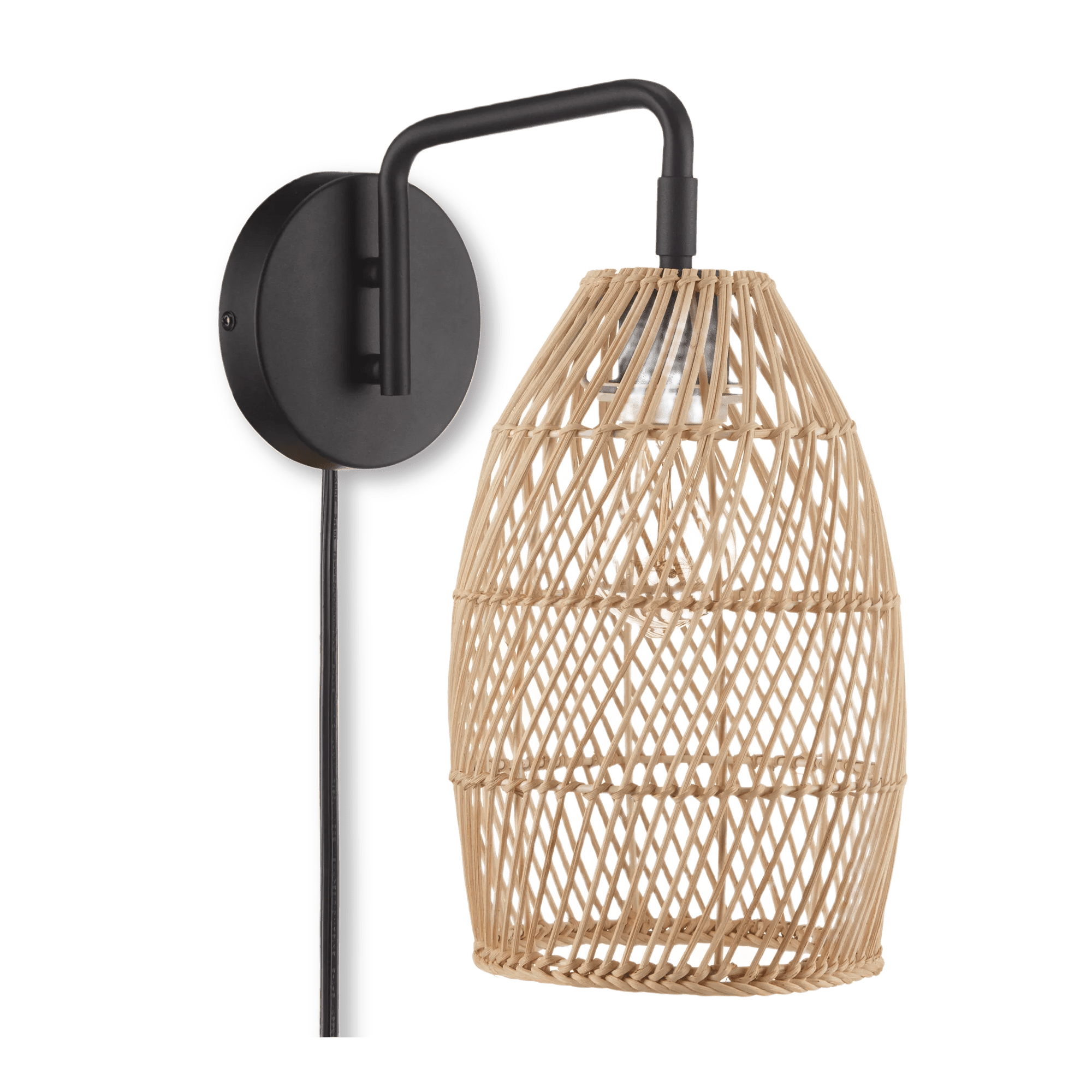 Hemp Rope & Black Metal Wall Sconce