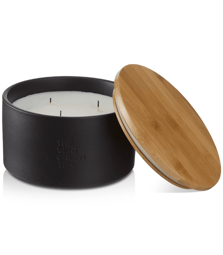 Bouclair Green Tea Candle with Wooden Lid