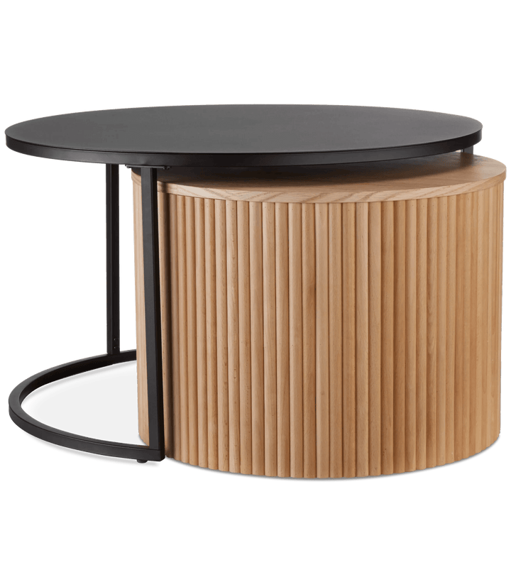 Nesting Coffee Table - Black Metal and Natural Wood