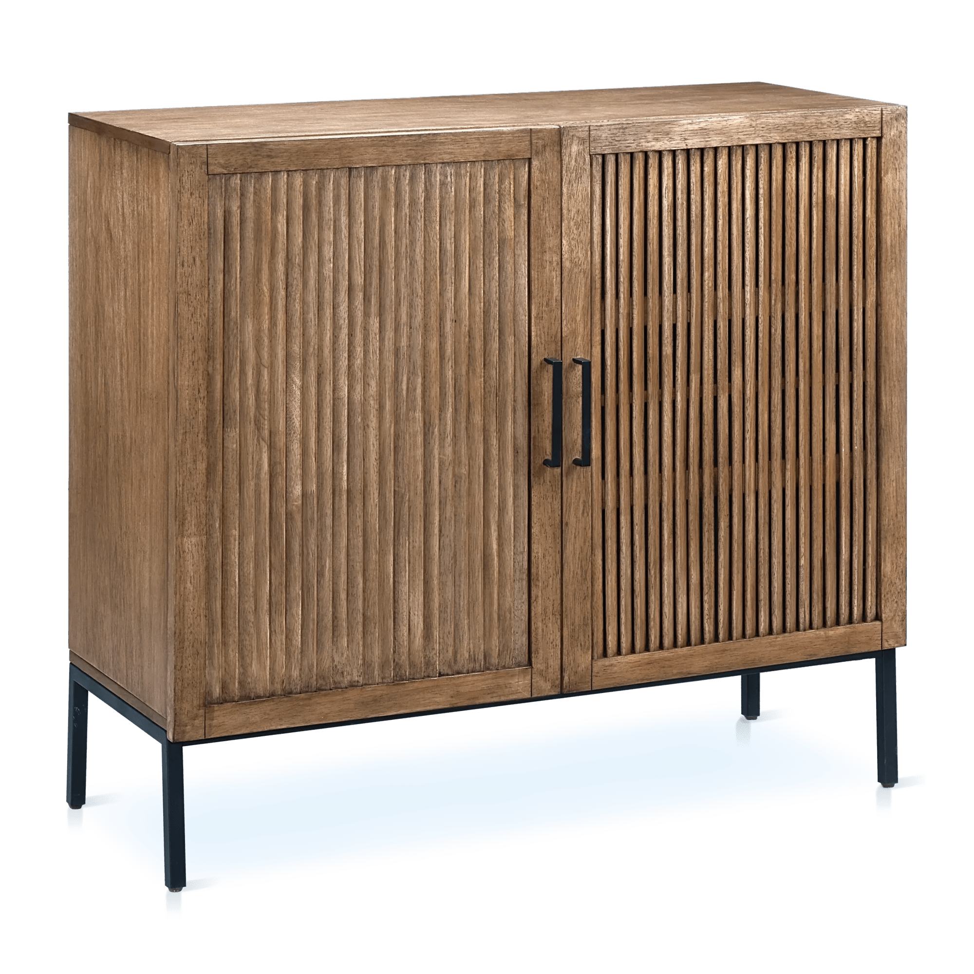 Slatted 2-Door Dark Wood Buffet