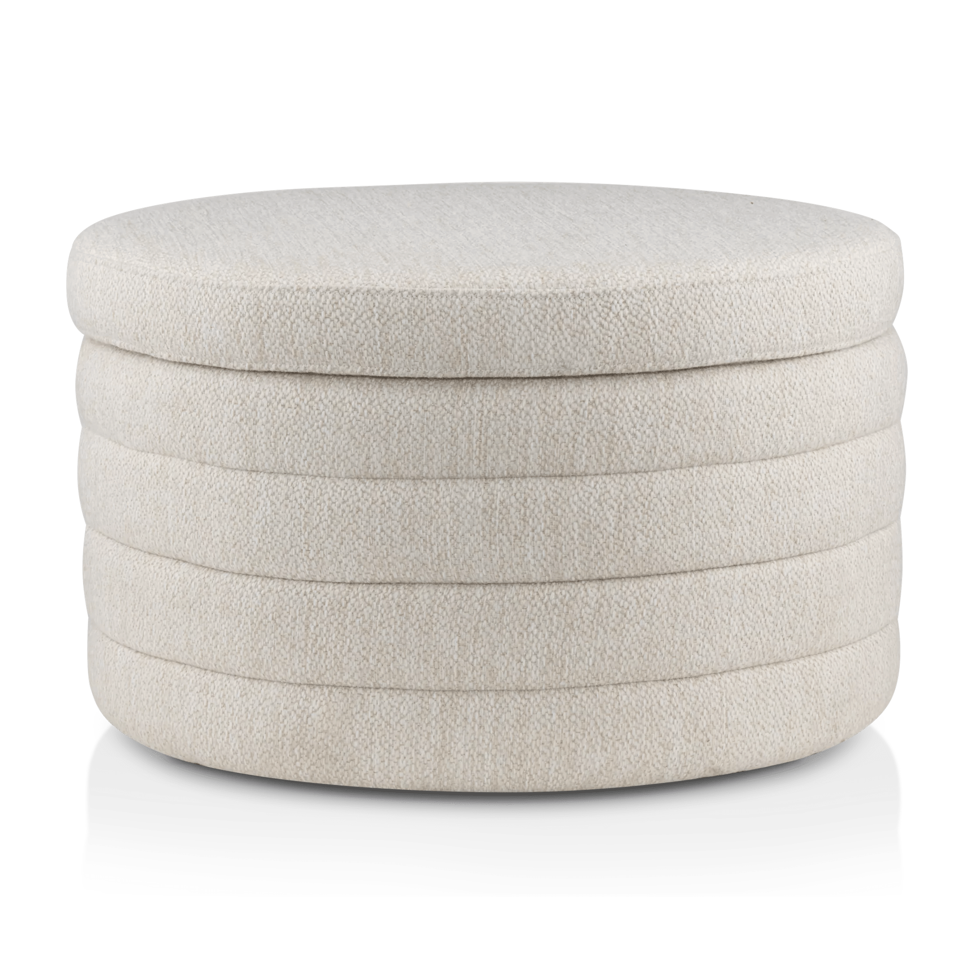 Pouf rond en tissu avec rangement