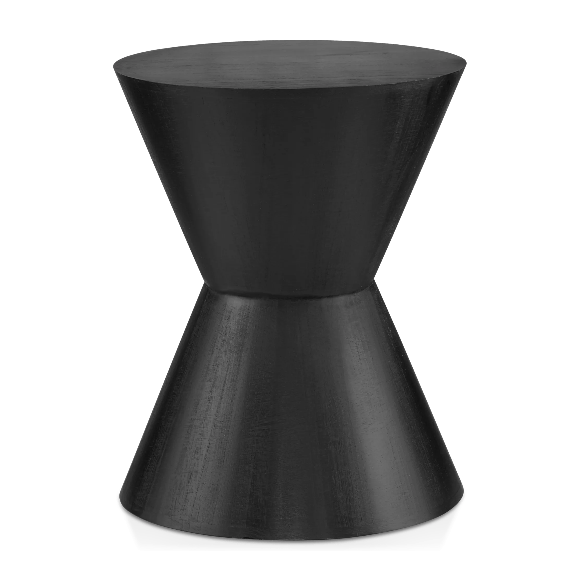 Wood Hourglass Side Table in Black
