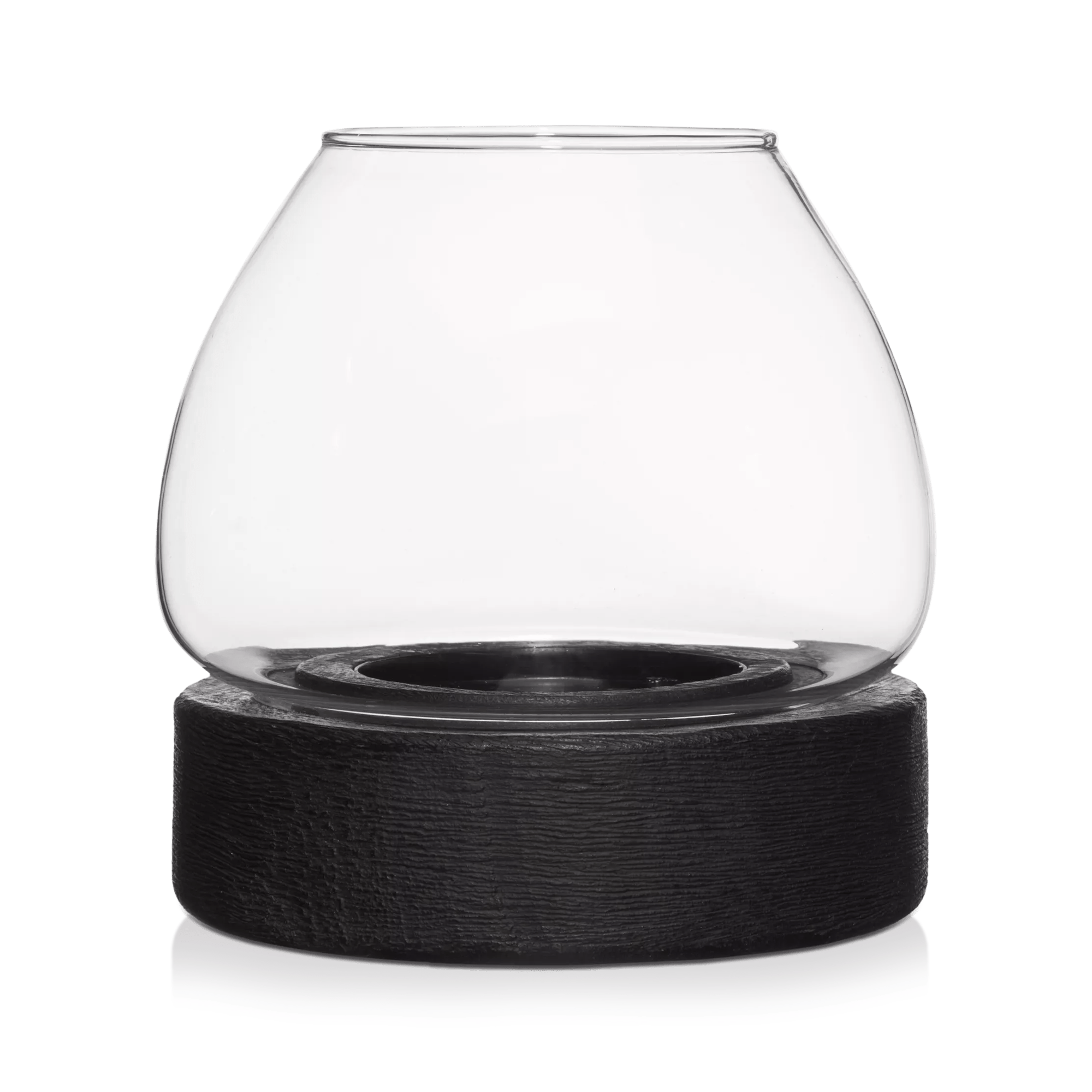 Glass Candleholder with Mango Base