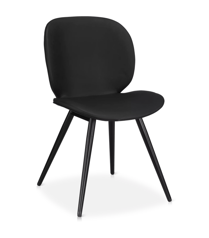 Black Faux Leather and Black Metal Chair