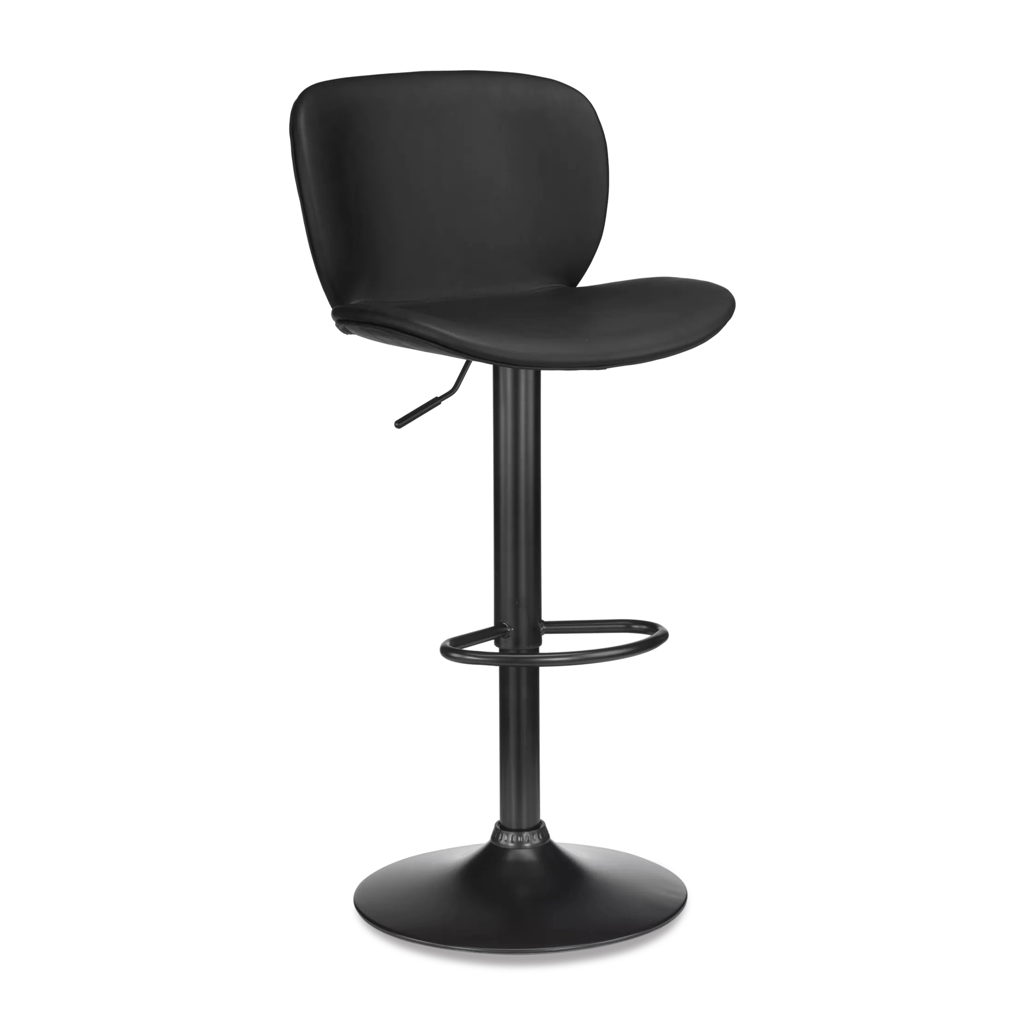 Black Textured Faux Leather & Metal Adjustable Bar Stool