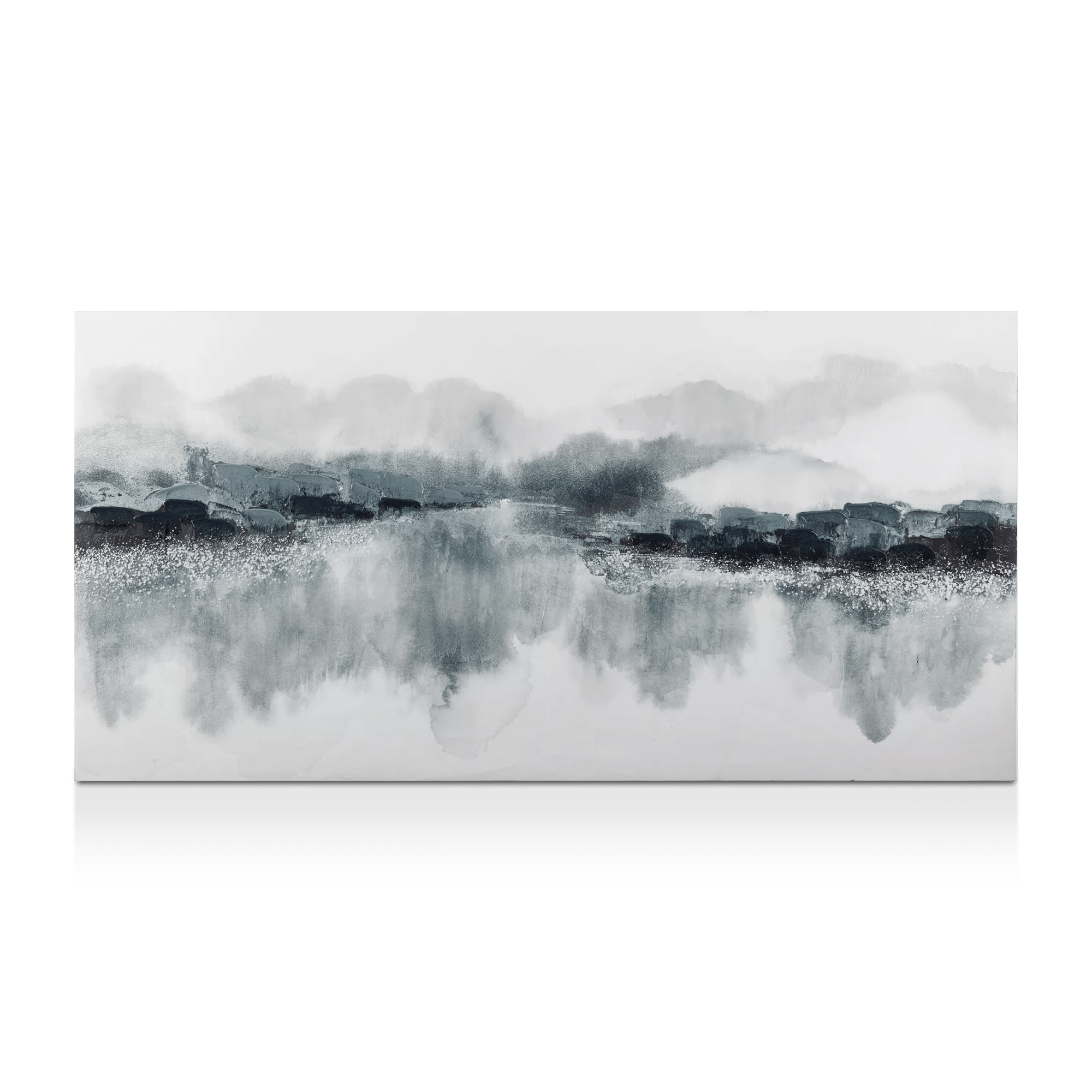 Gel-Embellished Abstract Mountain Painting