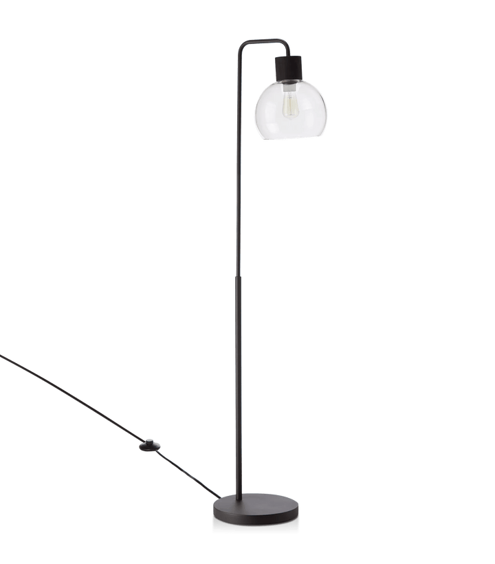 Lampe sur pied en verre et métal