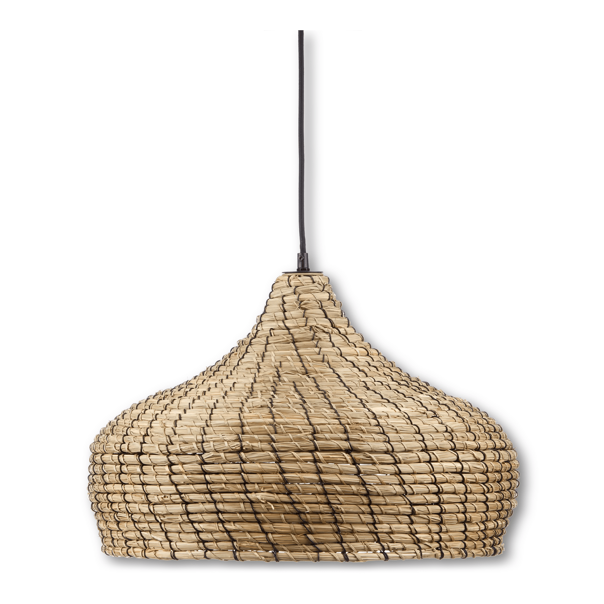 Rattan Natural and Black Ceiling Lamp