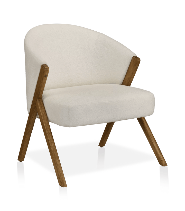 Fabric and Wood Accent Chair