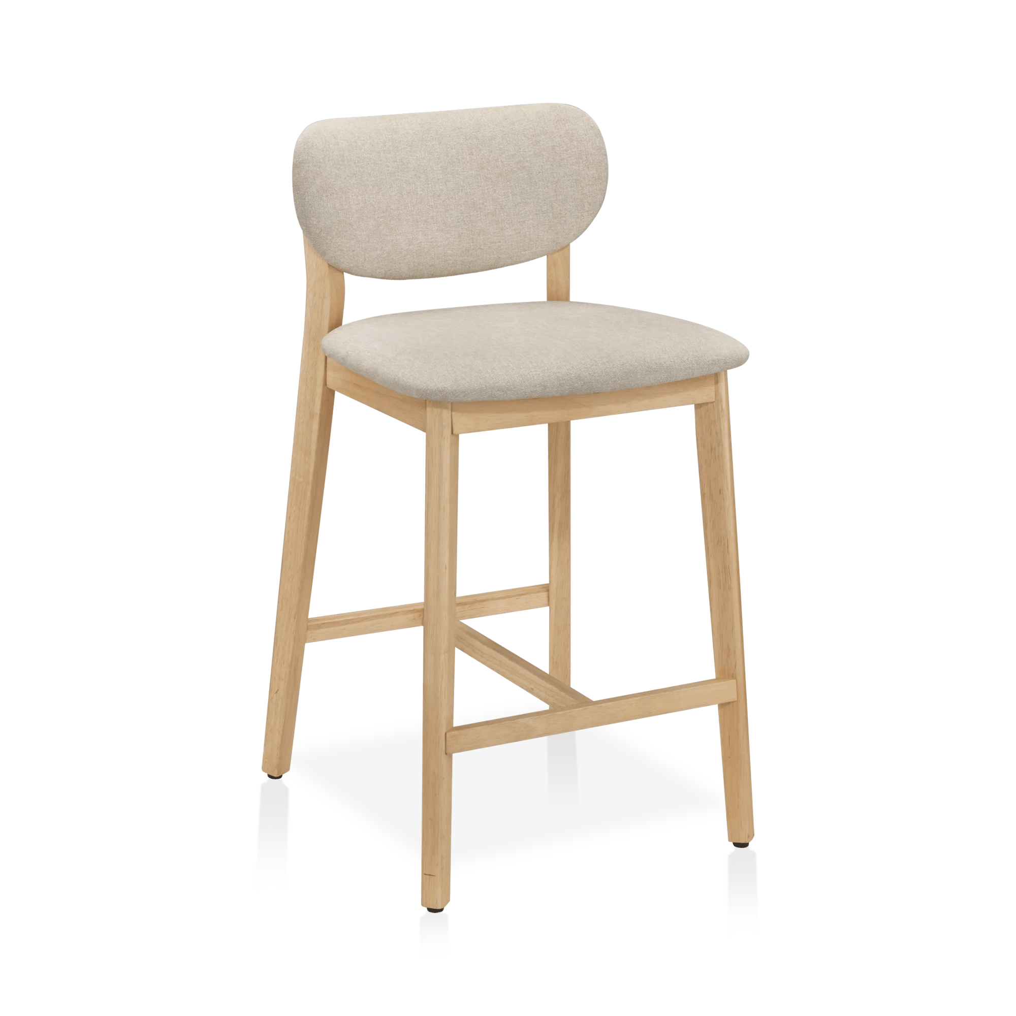 Fabric and Natural Wood Bar Stool