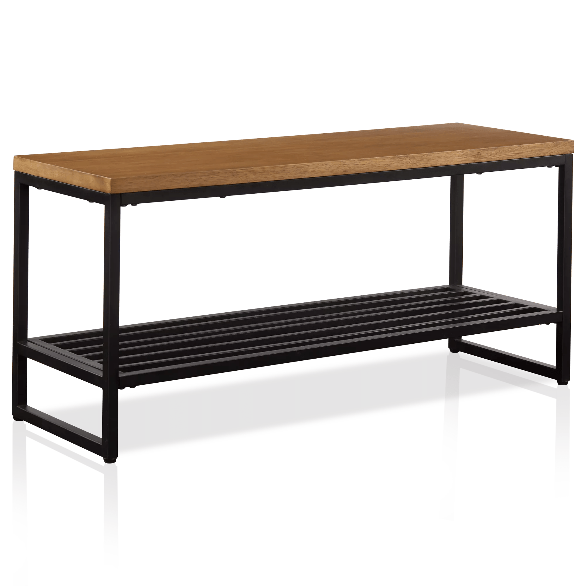 Wood and Metal Bench with Shoe Rack – Bouclair - Main Image