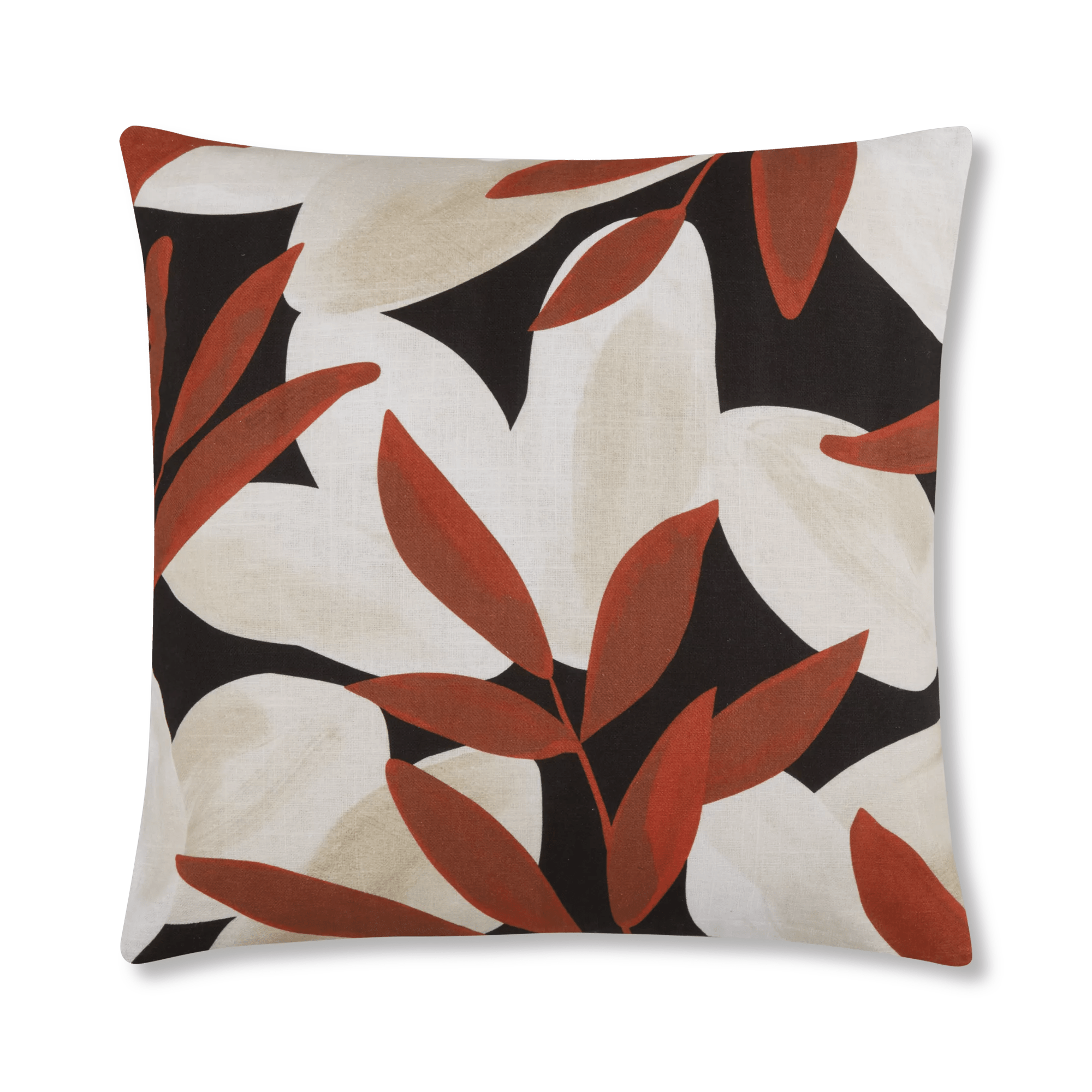 Coussin décoratif rouge feuilles