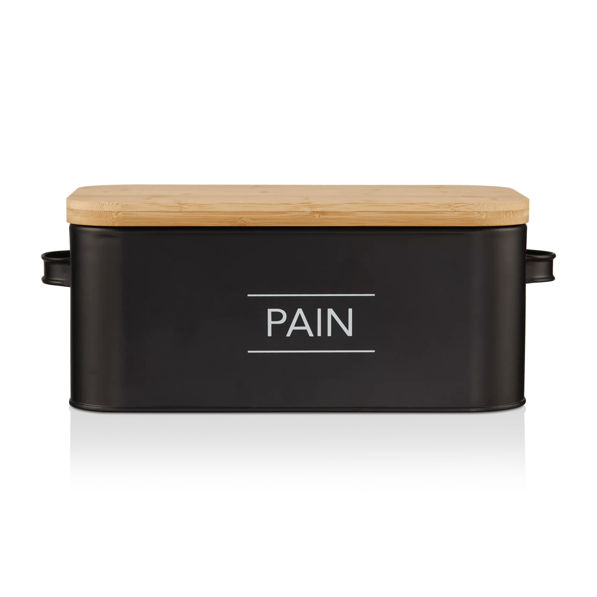 Boîte à pain en métal avec couvercle en bambou