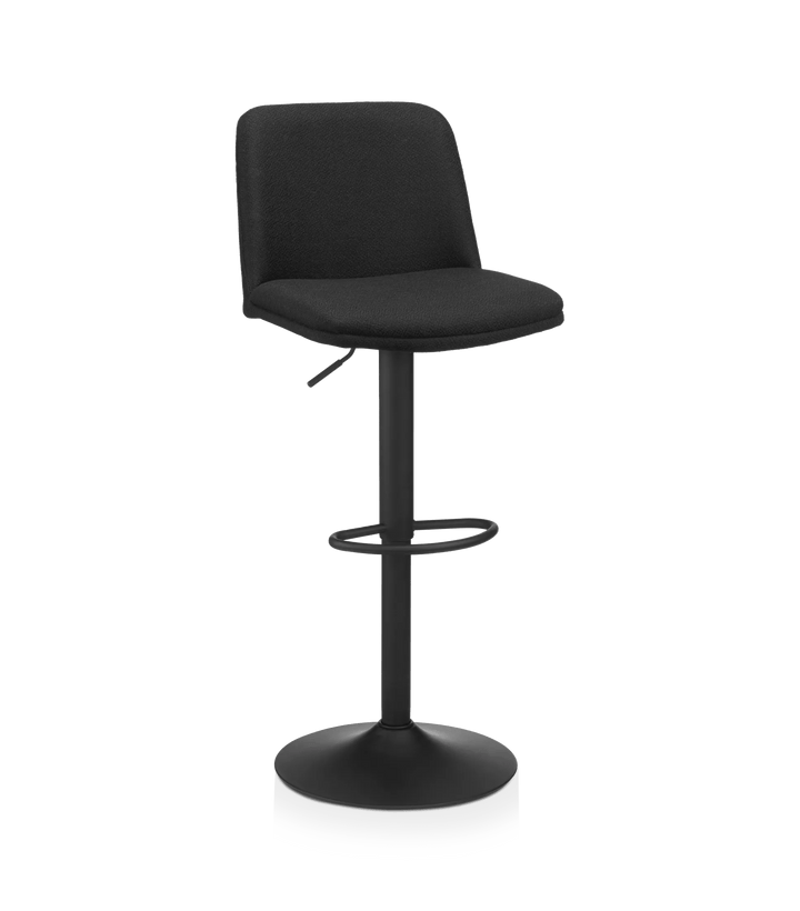 Black Fabric and Metal Adjustable Bar Stool