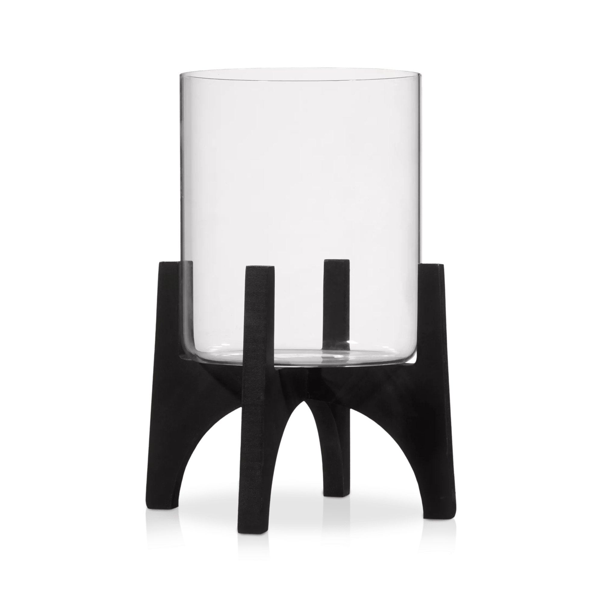 Glass Candle Holder on Black Stand