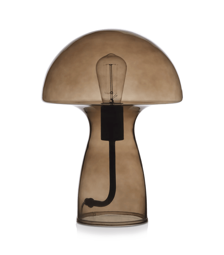 Lampe de table en verre champignon Brun