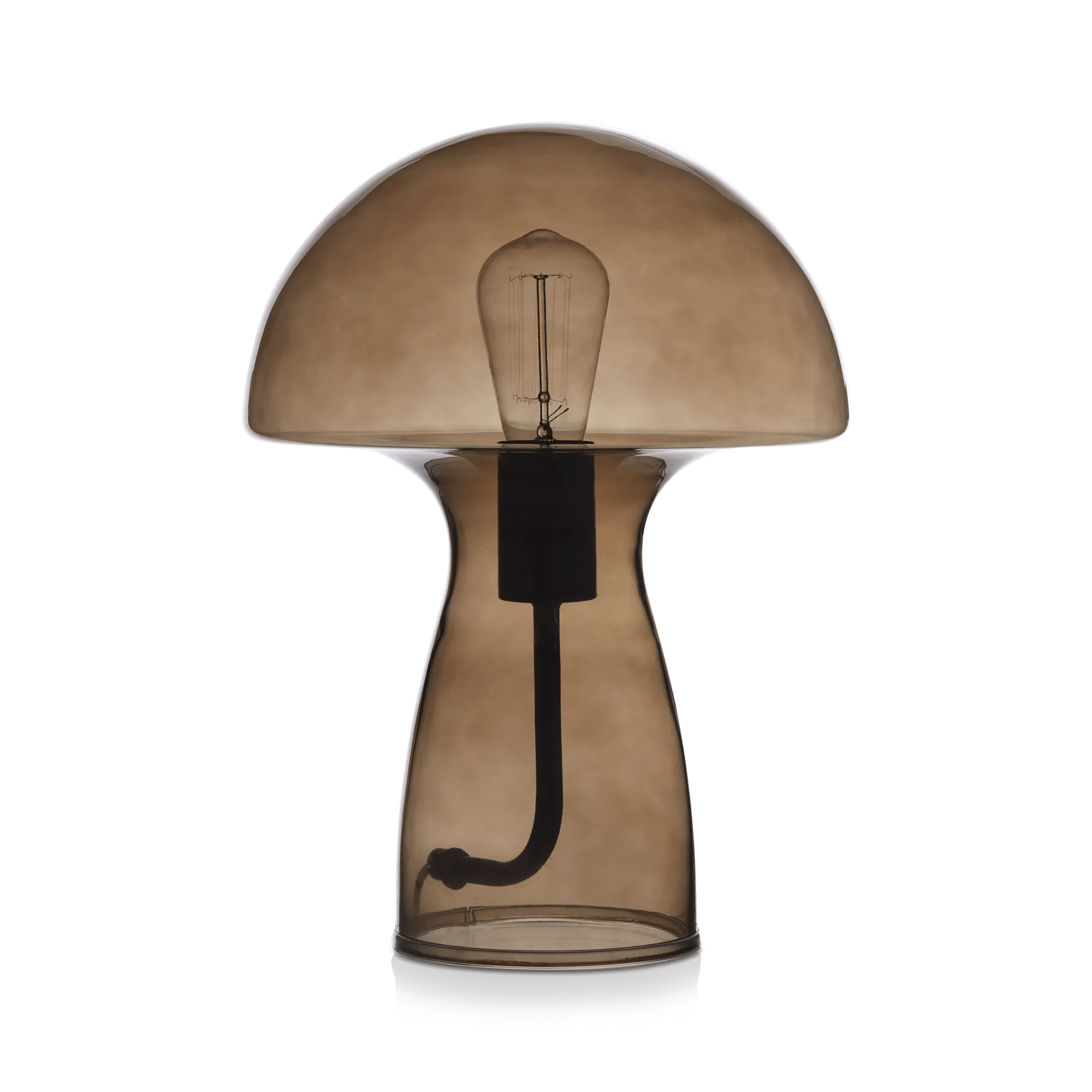 Lampe de table en verre champignon Brun