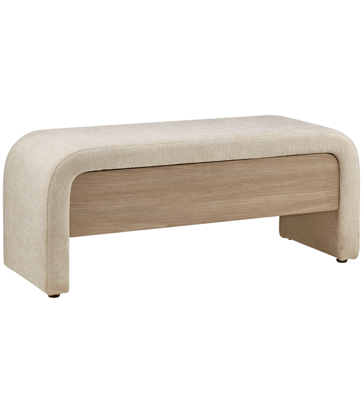 Banc avec rangement en tissu et en bois