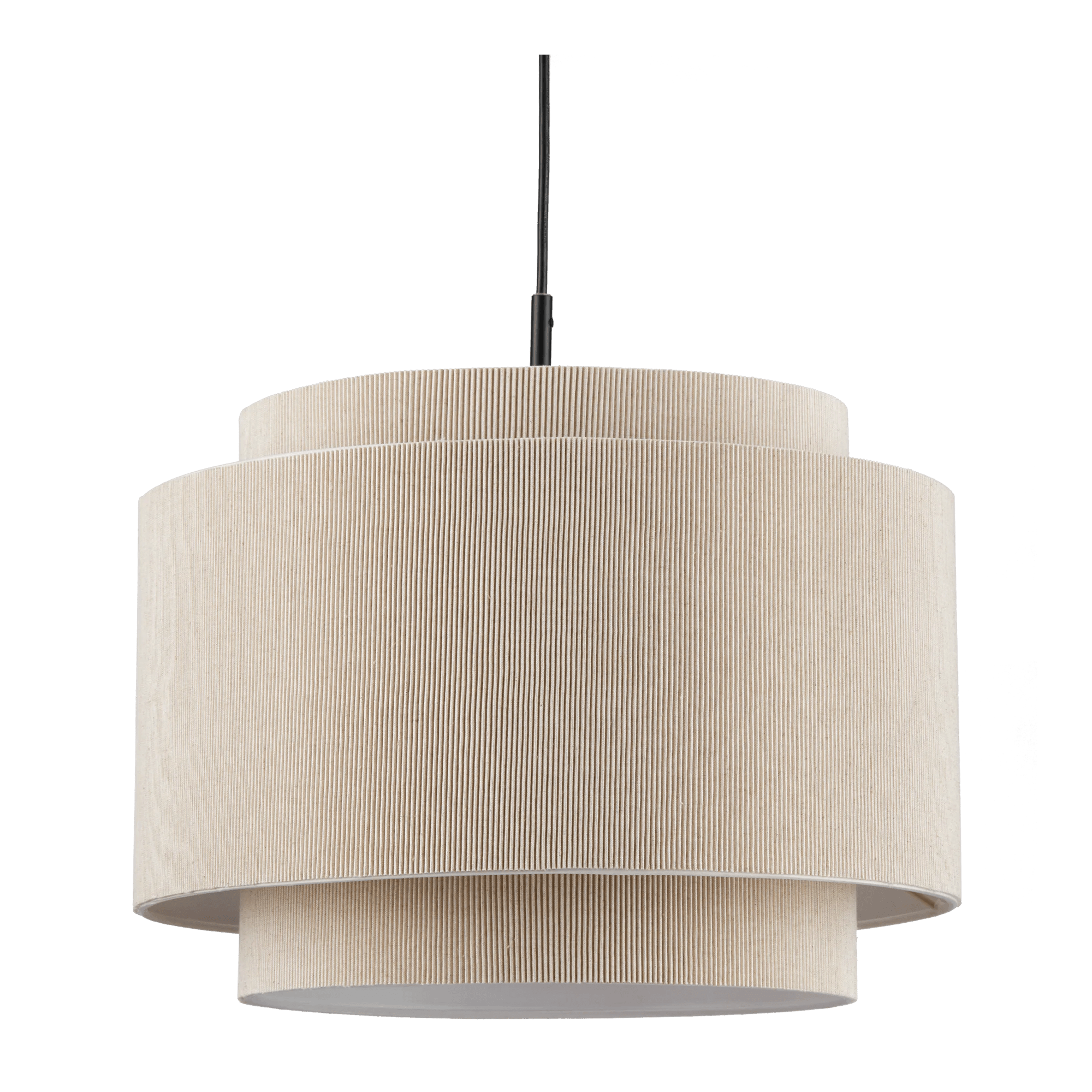 Lampe suspendue beige nervurée