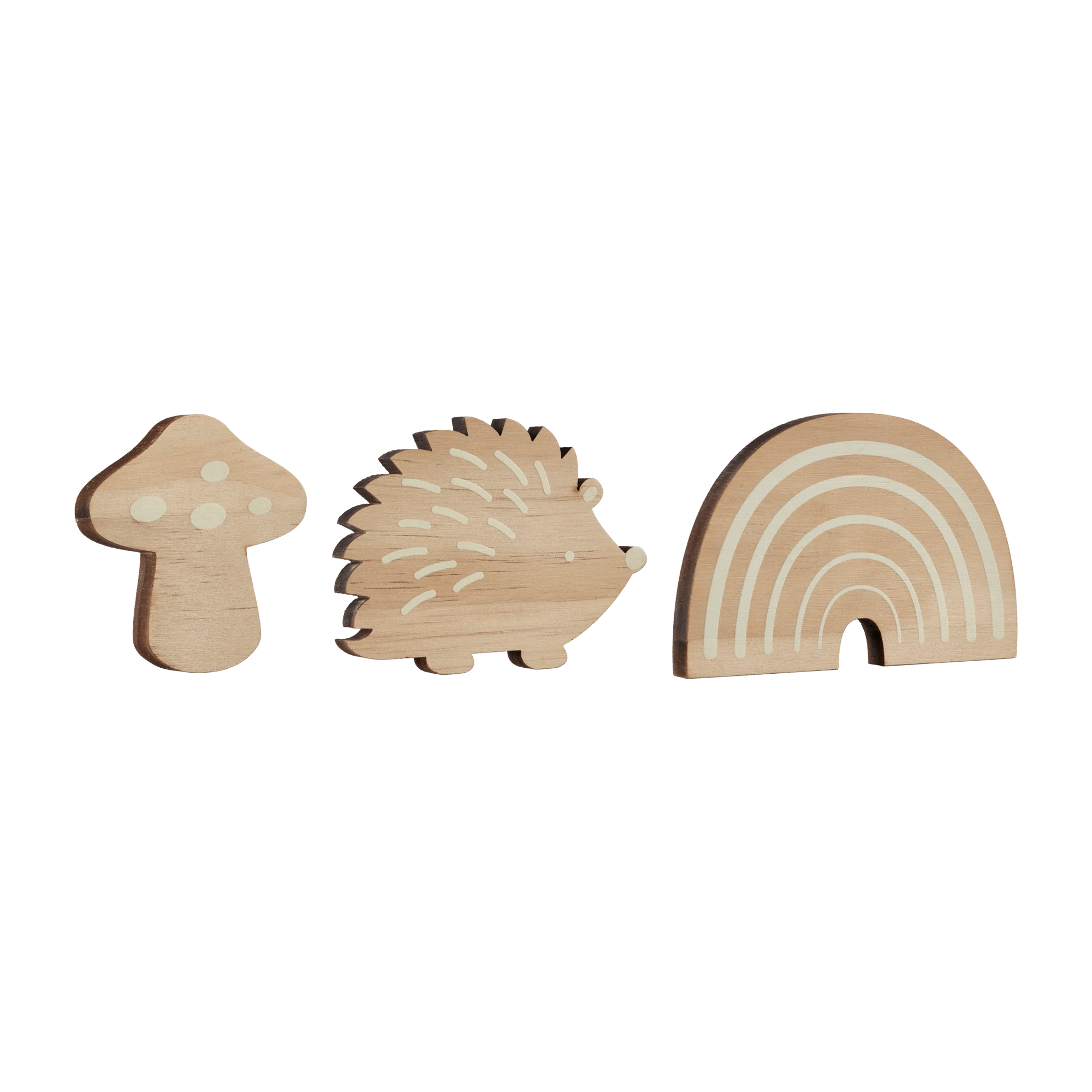 3 Shaped Wood Wall Hooks