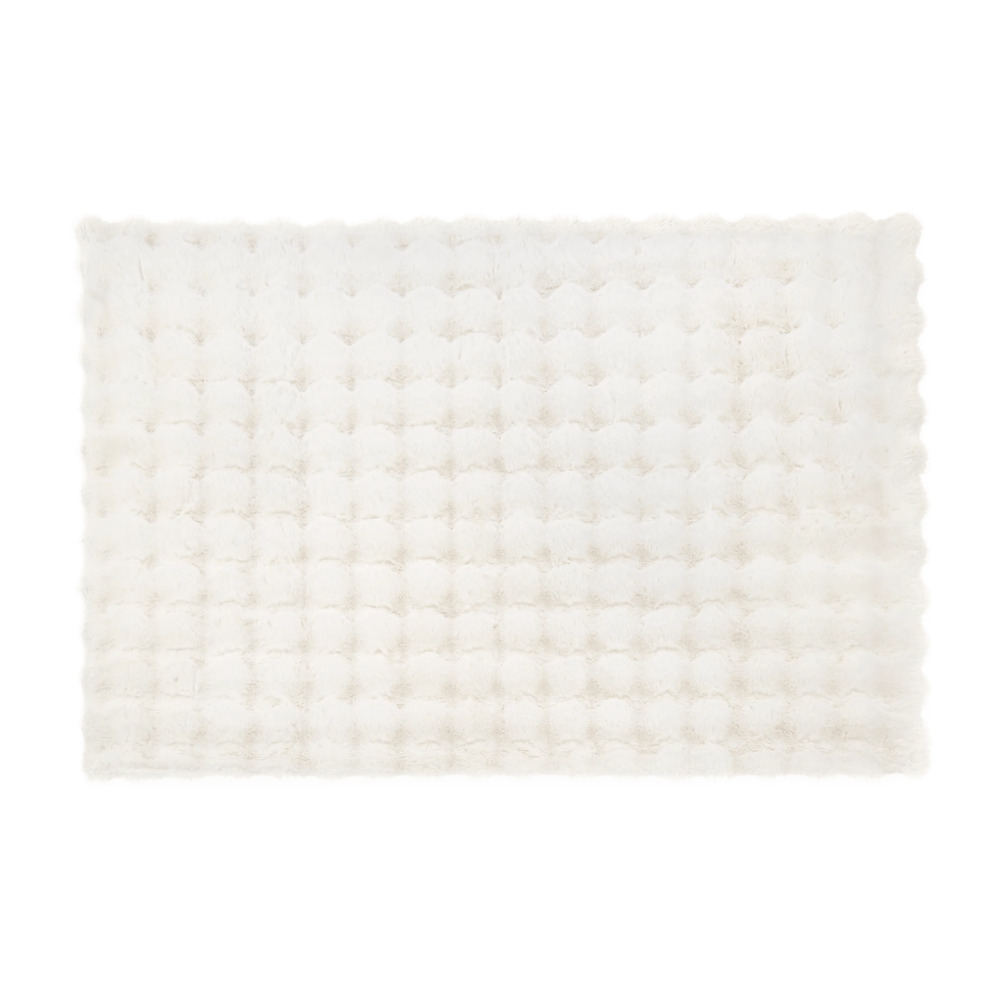 Tapis en fausse fourrure en forme de bulle Crème