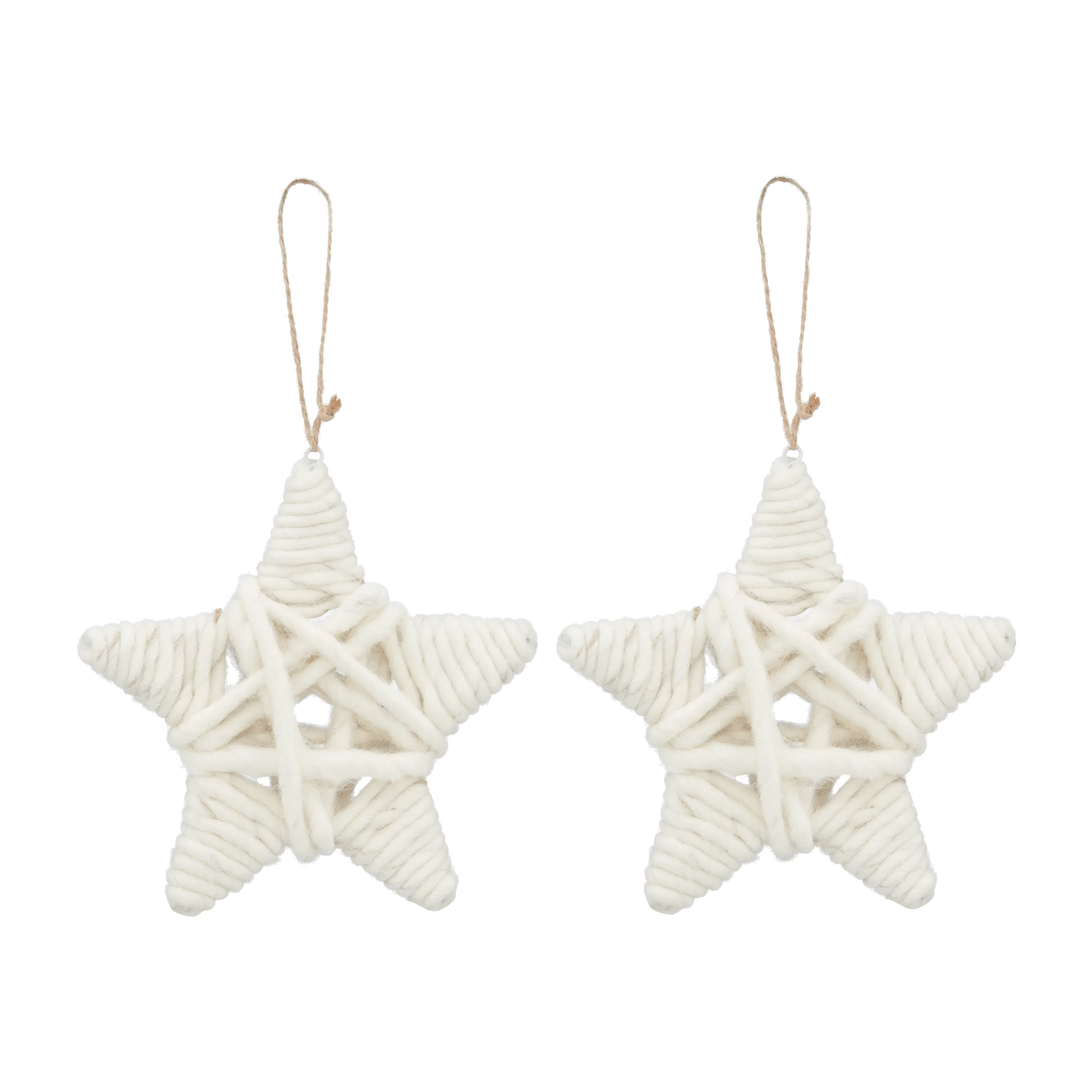 Set of 2 Wool Star Ornaments