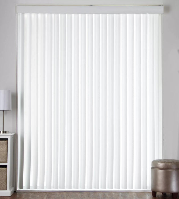 White Faux Wood Vertical Patio Blind