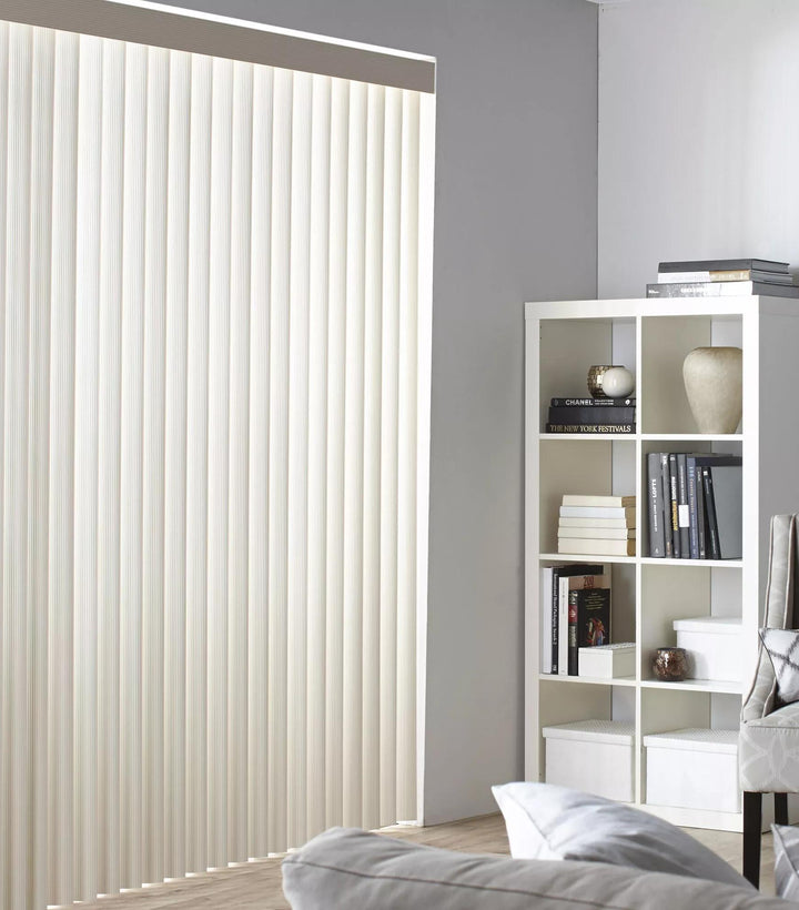 Store vertical pour porte-fenêtre en PVC blanc - Lamelles de 35 po
