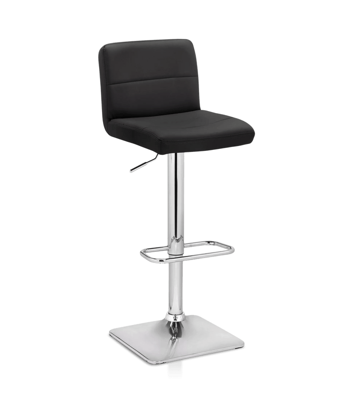 Matte Faux Leather and Chrome Adjustable Bar Stool